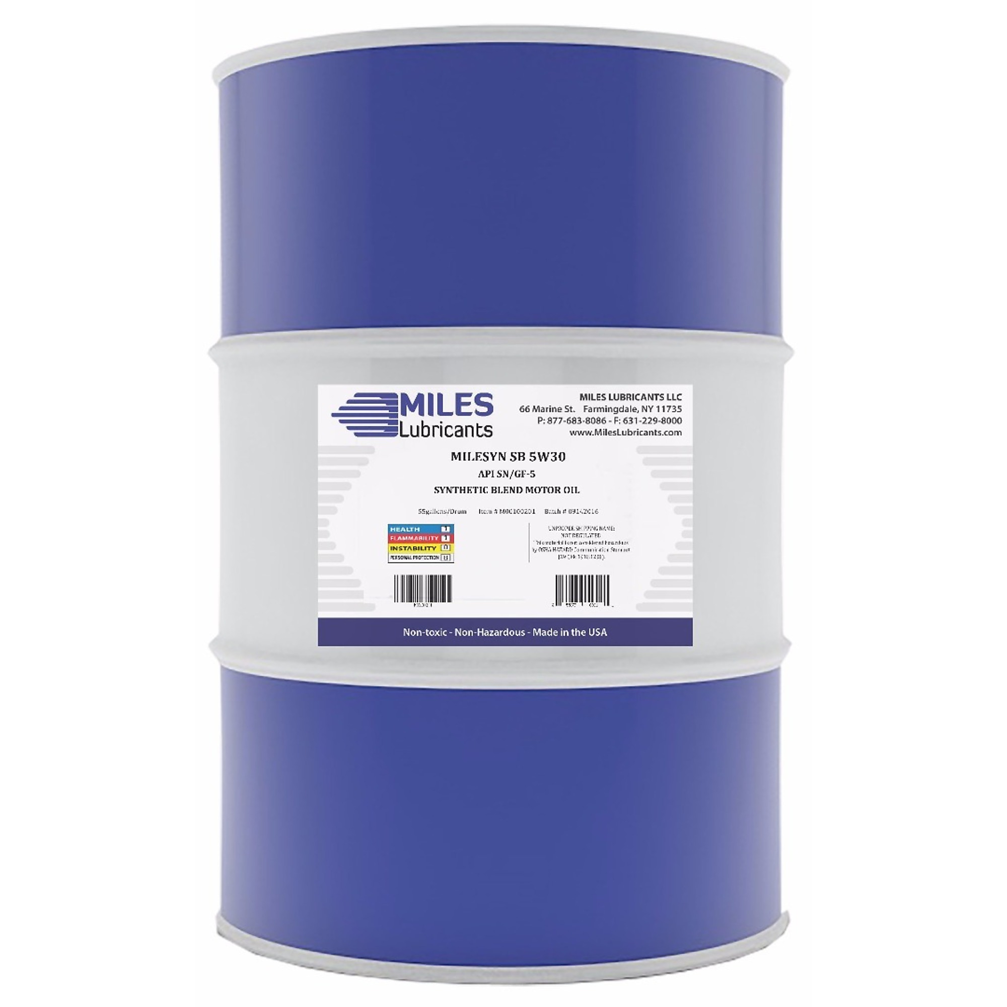 Miles Lubricants Synthetic Blend Motor Oil - 5W-30, SN Plus/GF-6, 55-Gal. Drum, Model# M00100201